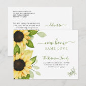 Waterverf zonnebloemen moderne beweging aankondigingskaart (Voorkant / Achterkant)