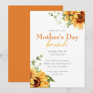 Waterverf Zonnebloemen Moederdag Brunch Kaart