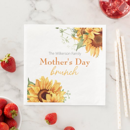 Waterverf Zonnebloemen Moederdag Brunch Servet (Insitu)