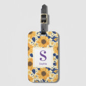 Waterverf zonnebloemen Monogram Bagagelabel (Voorkant (verticaal))