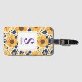 Waterverf zonnebloemen Monogram Bagagelabel (Voorkant (horizontaal))