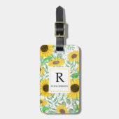 Waterverf zonnebloemen Monogram Bagagelabel (Voorkant verticaal)