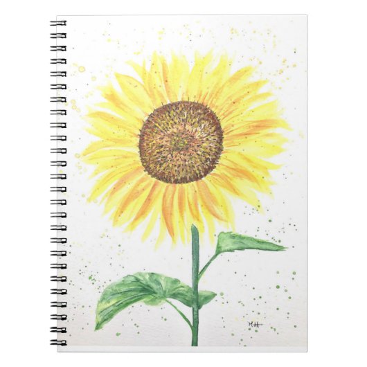 Waterverf zonnebloemen notitieboek (Voorkant)