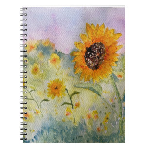 Waterverf zonnebloemen notitieboek
