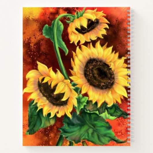 Waterverf Zonnebloemen Notitieboek (Achterkant)