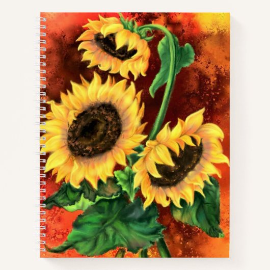 Waterverf Zonnebloemen Notitieboek (Voorkant)