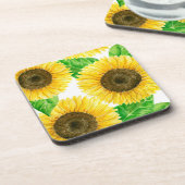 Waterverf zonnebloemen onderzetter (Linkerzijde)