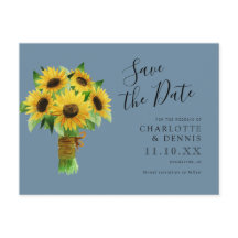 waterverf zonnebloemen op blauw Save the date