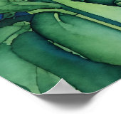 Waterverf zonnebloemen op een blauwe achtergrond i poster (Hoek)