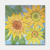 Waterverf zonnebloemen op een magneet (Voorkant)