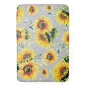 Waterverf Zonnebloemen op Grey Bath Mat (Voorkant Verticaal)