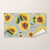 Waterverf Zonnebloemen op Grijs Handdoek (Handdoek)