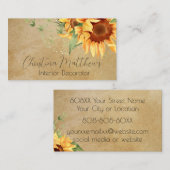 Waterverf Zonnebloemen op het bijtende perkament Visitekaartje (Voorkant / Achterkant)