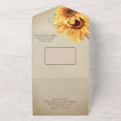Waterverf Zonnebloemen op het vette perkament All In One Uitnodiging (Buitenkant)