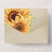 Waterverf Zonnebloemen op het vette perkament All In One Uitnodiging (Achterkant)