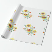 Waterverf zonnebloemen op maat cadeaupapier (Uitgerold)