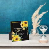 Waterverf zonnebloemen op zwarte bruiloft fotoplaat (Insitu)
