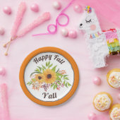 Waterverf zonnebloemen oranje Happy herfst Y'all Papieren Bordje (Feest)