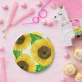 Waterverf zonnebloemen papieren bordje (Feest)