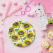 Waterverf zonnebloemen papieren bordje (Feest)