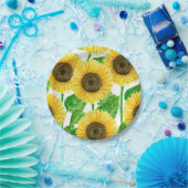 Waterverf zonnebloemen papieren bordje (Feest)