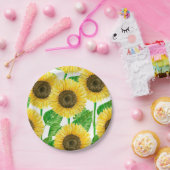 Waterverf zonnebloemen papieren bordje (Feest)