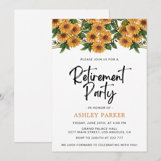 Waterverf Zonnebloemen Pensioenuitkering Kaart (Voorkant / Achterkant)