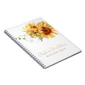 Waterverf Zonnebloemen Persoonlijke naam Notitieboek (Rechterzijde)