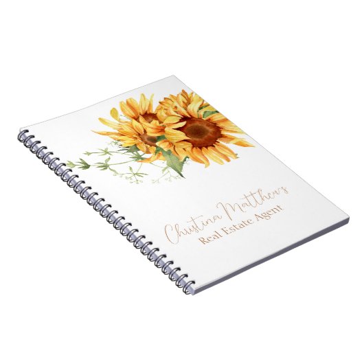 Waterverf Zonnebloemen Persoonlijke naam Notitieboek (Rechterzijde)