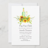 Waterverf Zonnebloemen Pop Fizz Clink Vrijgezellen Kaart (Voorkant)