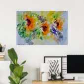 waterverf zonnebloemen poster (Thuiskantoor)