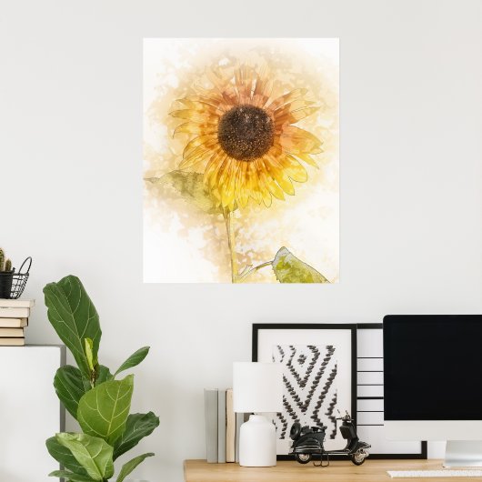 Waterverf zonnebloemen poster (Thuiskantoor)