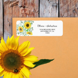 Waterverf Zonnebloemen Retouradreslabel Etiket
