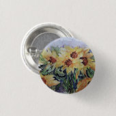 Waterverf zonnebloemen ronde button 3,2 cm (Voorkant /achterkant)