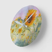 Waterverf zonnebloemen  ronde klok (Hoek)