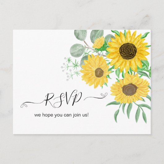 Waterverf Zonnebloemen RSVP Briefkaart (Voorkant)