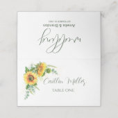 Waterverf zonnebloemen Rustic Wedding Place Card Plaatskaartje (Buitenkant ongevouwen)