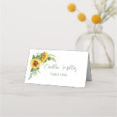 Waterverf zonnebloemen Rustic Wedding Place Card Plaatskaartje (Voorkant)