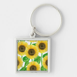 Waterverf zonnebloemen sleutelhanger