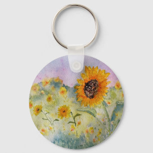 Waterverf zonnebloemen sleutelhanger