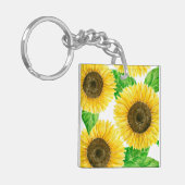 Waterverf zonnebloemen sleutelhanger (Voorkant Links)