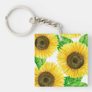 Waterverf zonnebloemen sleutelhanger