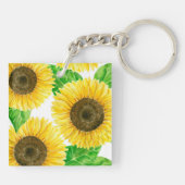Waterverf zonnebloemen sleutelhanger (Achterkant)