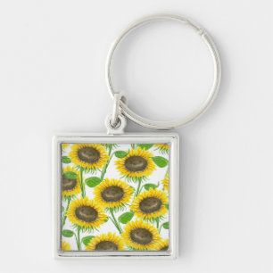 Waterverf zonnebloemen sleutelhanger