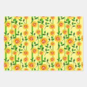  Waterverf Zonnebloemen Stalks Gift Inpakpapier Vel (Voorkant 3)