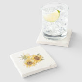 Waterverf Zonnebloemen Stenen Onderzetter (Zijkant)