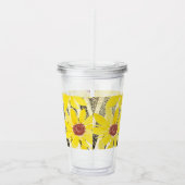 Waterverf Zonnebloemen Stripes Monogrammen Naam Ac Acryl Drinkbeker (Rechts)