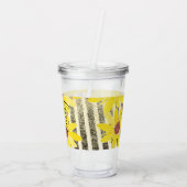 Waterverf Zonnebloemen Stripes Monogrammen Naam Ac Acryl Drinkbeker (Achterkant)