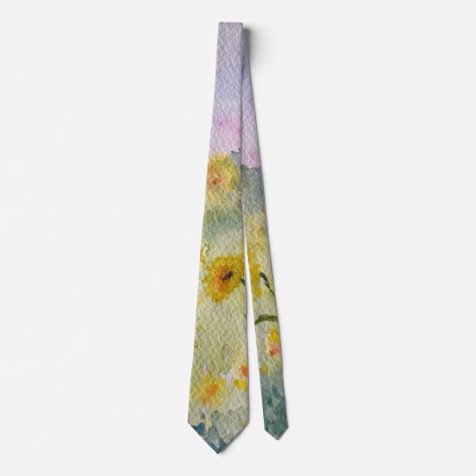 Waterverf zonnebloemen stropdas (Voorkant)