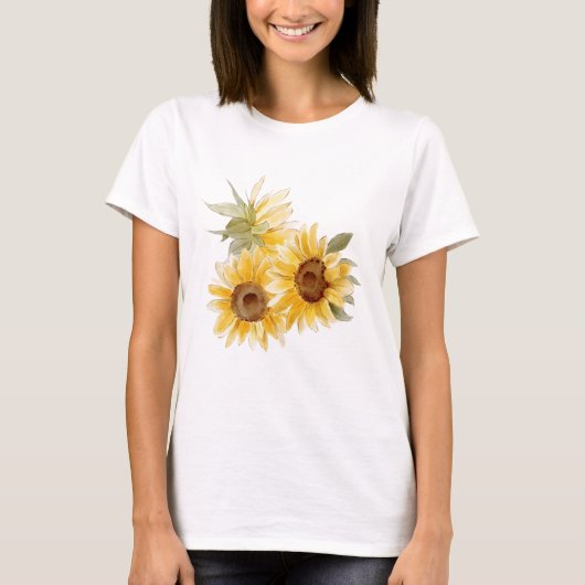 Waterverf Zonnebloemen T-shirt (Voorkant)